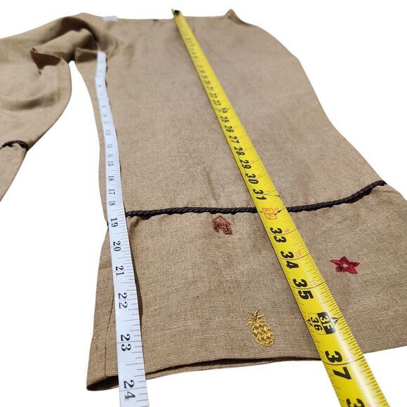 E.l.c.c Set Top Pants Size Medium/Large Brown Embroidered Silk-Linen-Rayon. - Picture 3 of 15